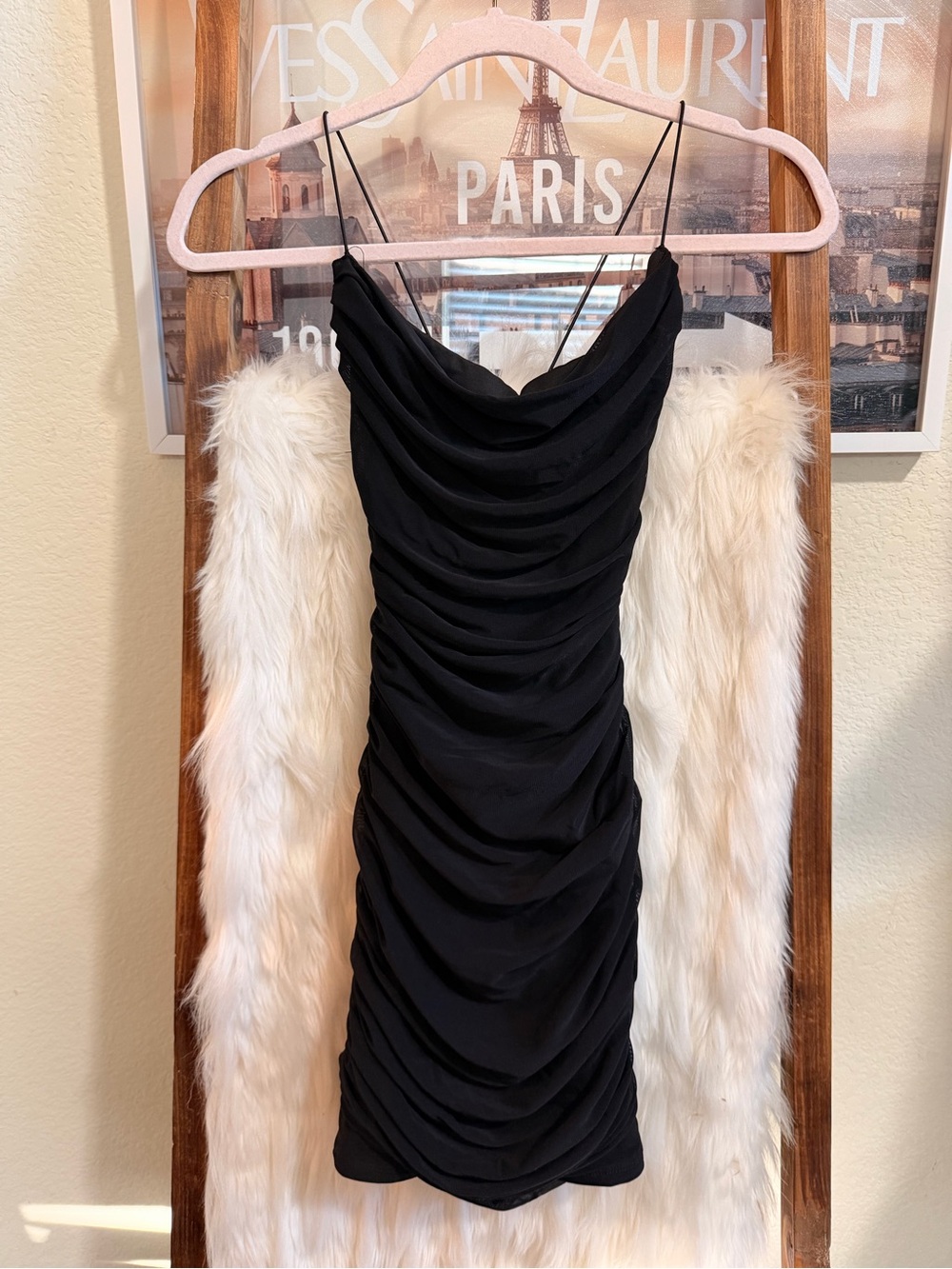 The Vintage Shop Black Ruched Slip Dress with Crisscross Straps - Picture 3 of 4